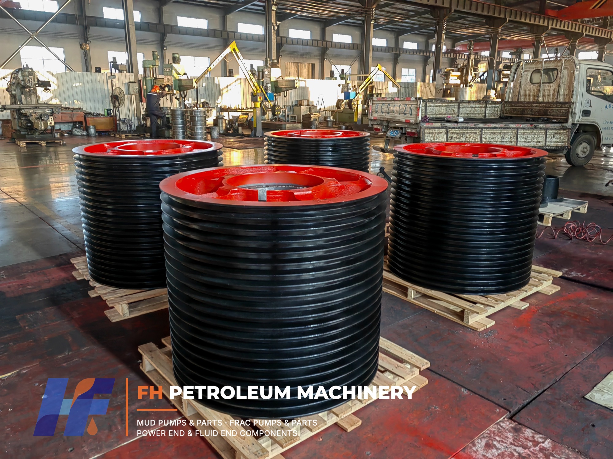 Poleas de correa de bomba de lodo con múltiples ranuras terminadas fabricadas por FH Petroleum